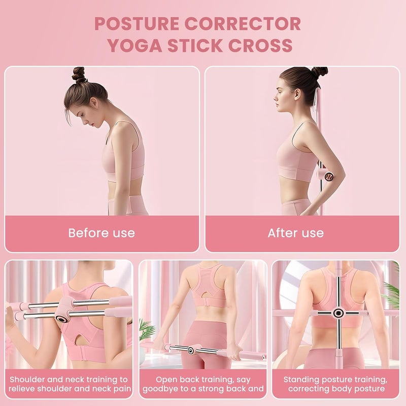 Roenae Yoga Stick, Posture Correction Stick for Women and Men, Relieve Back Pain, Upper and Lower Back Stretchers and Straighteners, 24.4-36.2 Inch Stretching Stick Neck Hump Corrector Stretching rod - Image 4